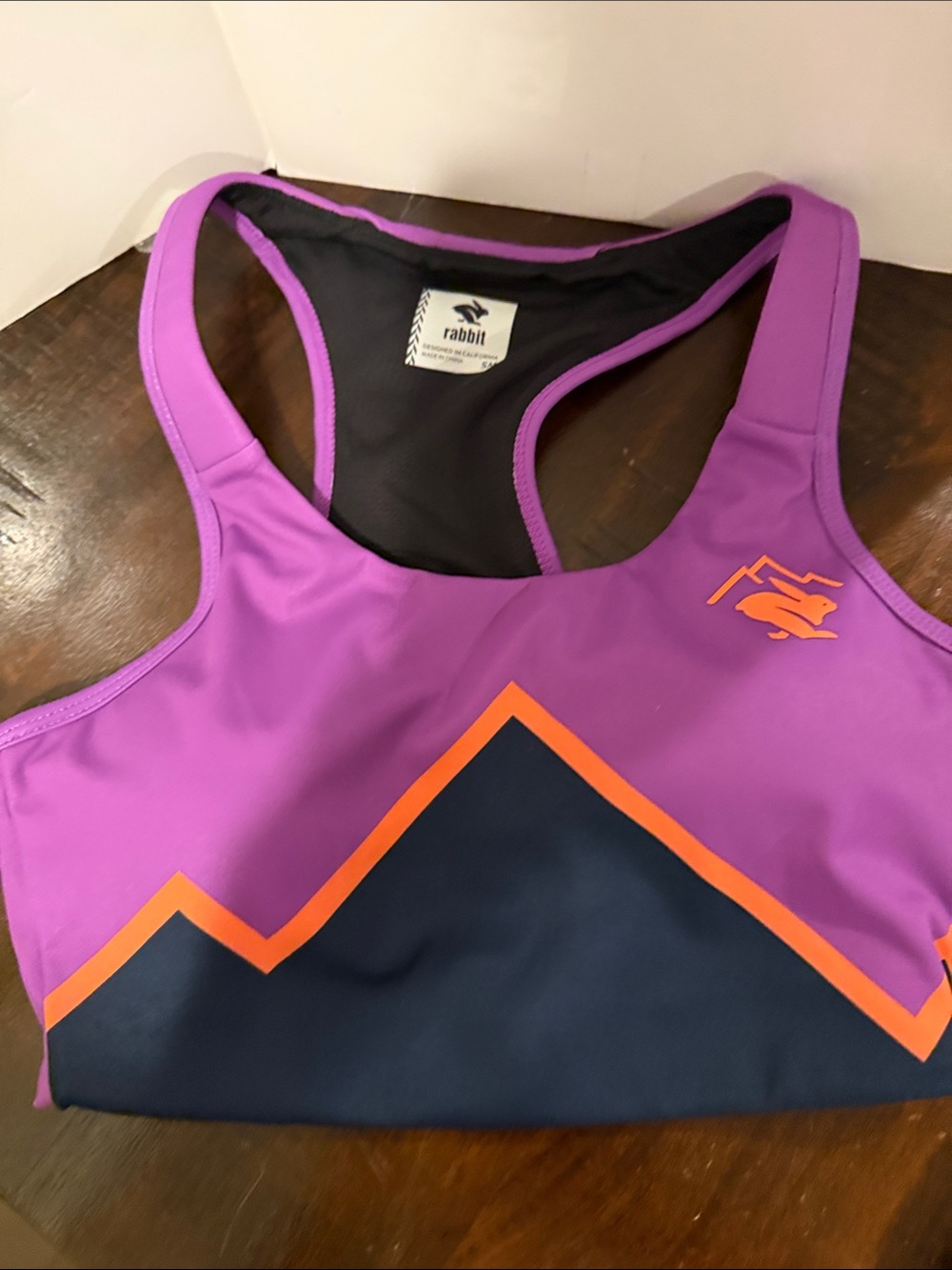 Rabbit hydration Trail Bra in Purple Cactus Flower.